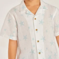 Korte mouwen Cubaans coll shirt met zeesterprint jongens