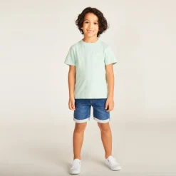 Korte mouwen effen T-shirt met zak jongens
