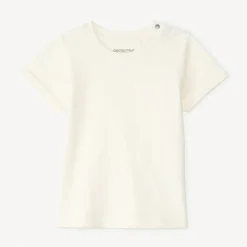 Korte mouwen effen T-shirt van popcorn-effect jersey voor babyjongen