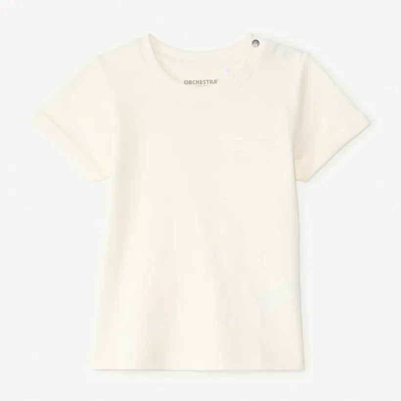 Korte mouwen effen T-shirt van popcorn-effect jersey voor babyjongen