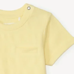 Korte mouwen effen T-shirt van popcorn-effect jersey voor babyjongen