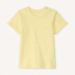 Korte mouwen effen T-shirt van popcorn-effect jersey voor babyjongen