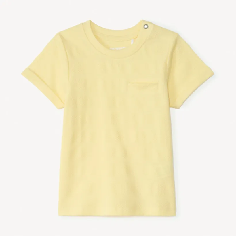 Korte mouwen effen T-shirt van popcorn-effect jersey voor babyjongen