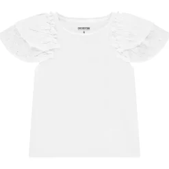 Korte mouwen geborduurd T-shirt met ruches meisjes