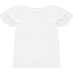 Korte mouwen geborduurd T-shirt met ruches meisjes