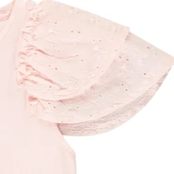 Korte mouwen geborduurd T-shirt met ruches meisjes
