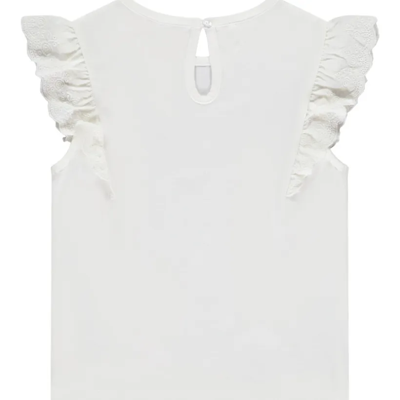 Korte mouwen geborduurd T-shirt met glinsterende print voor meisje