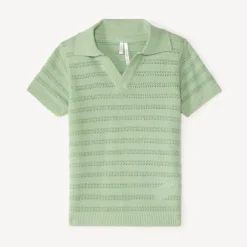 Korte mouwen gebreide polo met fantasie en opengewerkt voor jongensbaby's