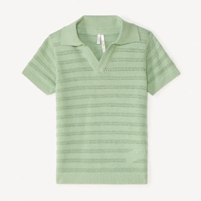 Korte mouwen gebreide polo met fantasie en opengewerkt voor jongensbaby's