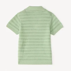Korte mouwen gebreide polo met fantasie en opengewerkt voor jongensbaby's