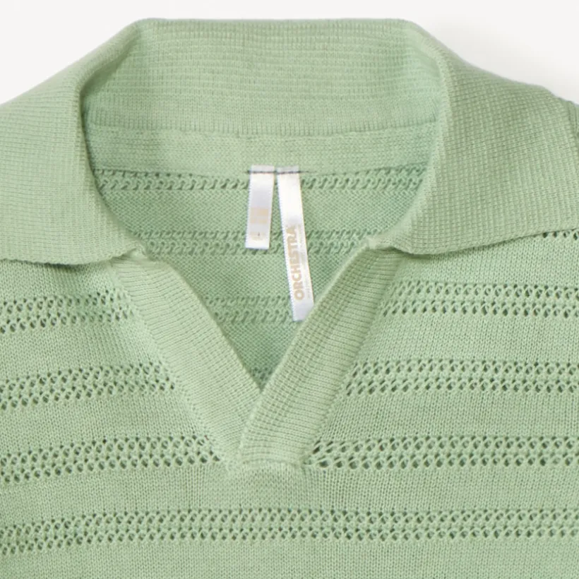 Korte mouwen gebreide polo met fantasie en opengewerkt voor jongensbaby's