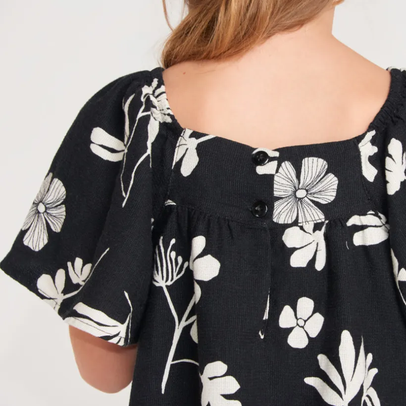Korte mouwen gedrukte bloemenjurk meisjes