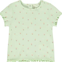 Korte mouwen geribbelde T-shirt met bloemenprint voor meisjes
