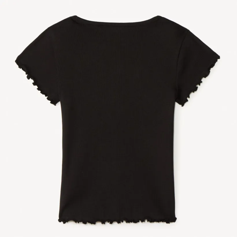 Korte mouwen geribd T-shirt met geborduurd hart meisjes