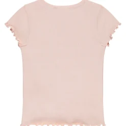 Korte mouwen geribd T-shirt met geborduurd hart meisjes