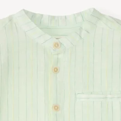 Korte mouwen gestreepte mao kraag shirt voor jongen