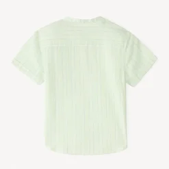 Korte mouwen gestreepte mao kraag shirt voor jongen