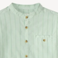 Korte mouwen gestreepte mao-kragen shirt jongens