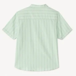 Korte mouwen gestreepte mao-kragen shirt jongens