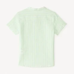 Korte mouwen gestreepte shirt met mao kraag voor jongen.