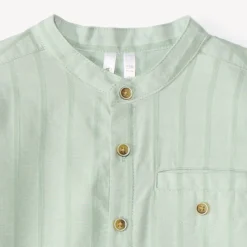 Korte mouwen gestreepte shirt met mao-kraag voor babyjongen