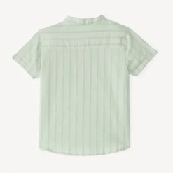 Korte mouwen gestreepte shirt met mao-kraag voor babyjongen