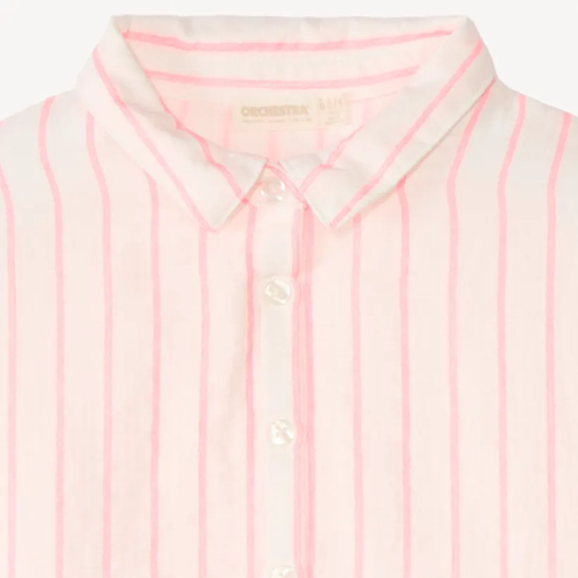 Korte mouwen gestreepte stoffen blouse meisjes