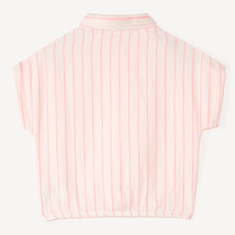 Korte mouwen gestreepte stoffen blouse meisjes