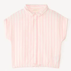 Korte mouwen gestreepte stoffen blouse meisjes