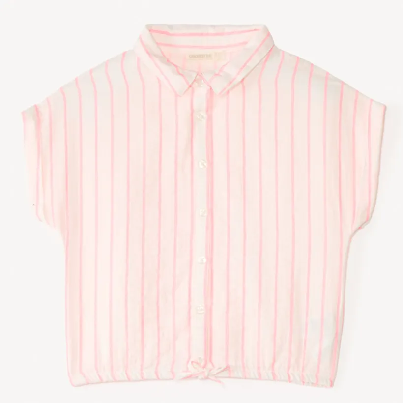 Korte mouwen gestreepte stoffen blouse meisjes