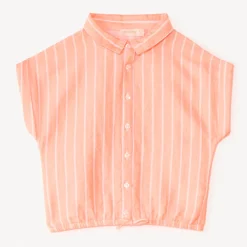 Korte mouwen gestreepte stoffen blouse meisjes