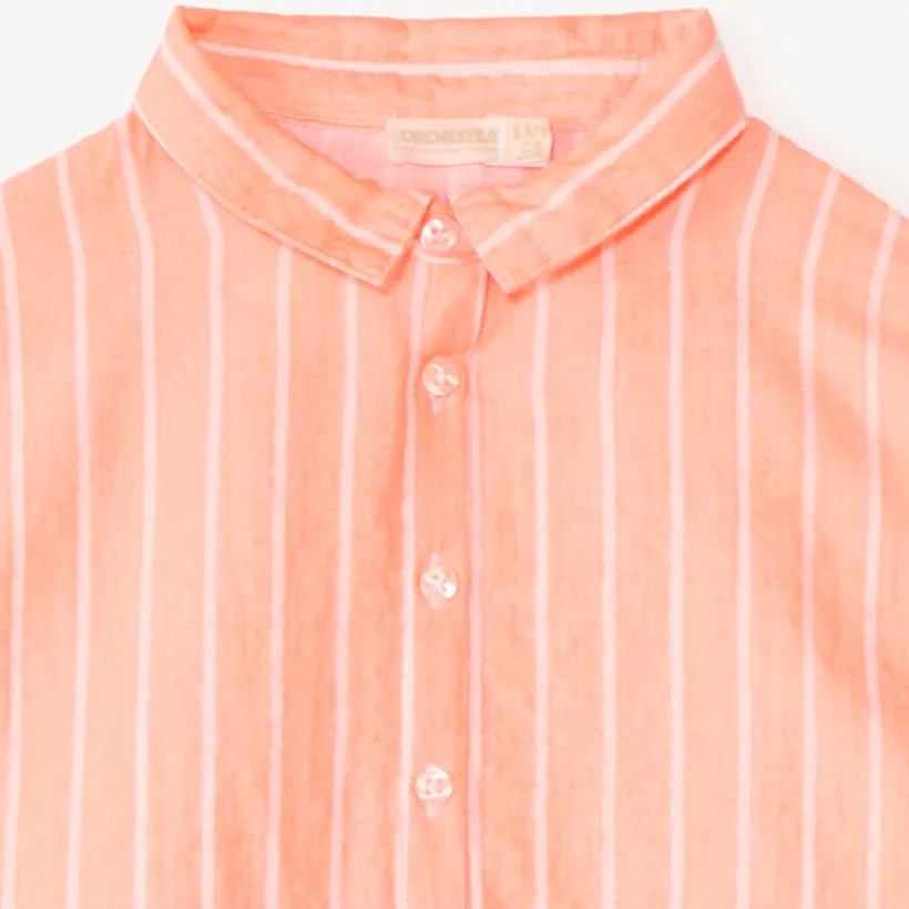 Korte mouwen gestreepte stoffen blouse meisjes