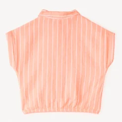 Korte mouwen gestreepte stoffen blouse meisjes