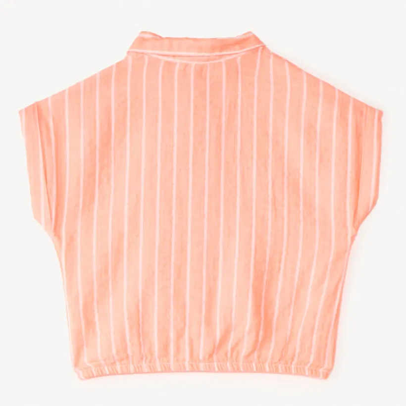 Korte mouwen gestreepte stoffen blouse meisjes