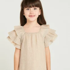 Korte mouwen glitter vlinder jurk meisjes