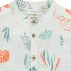 Korte mouwen hemd met Mao-kraag en fantasieprint voor jongen