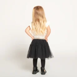 Korte mouwen 2-in-1 effect jurk van dubbele stof voor babymeisjes