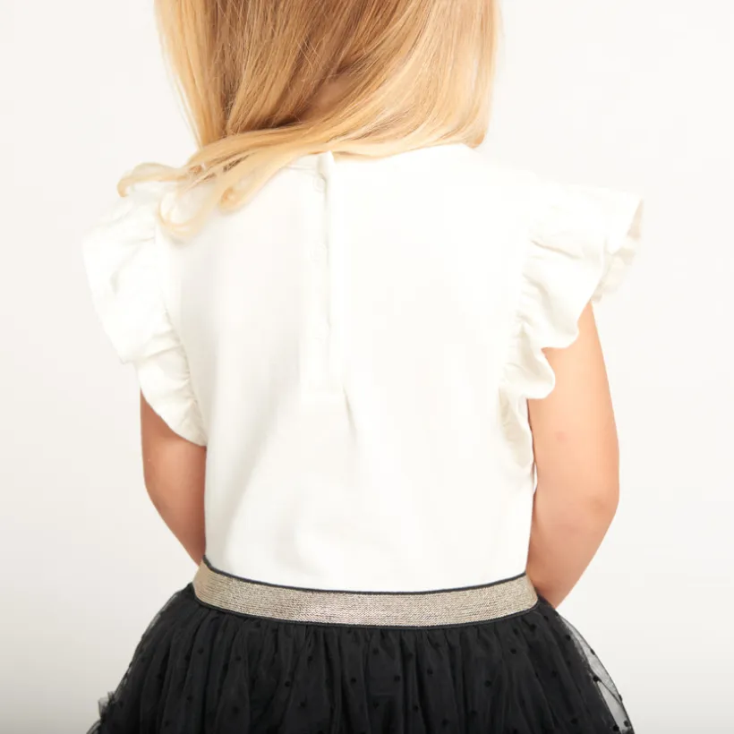 Korte mouwen 2-in-1 effect jurk van dubbele stof voor babymeisjes