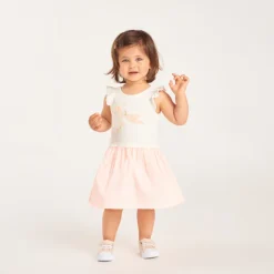 Korte mouwen 2-in-1 gestreepte jurk meisjes baby