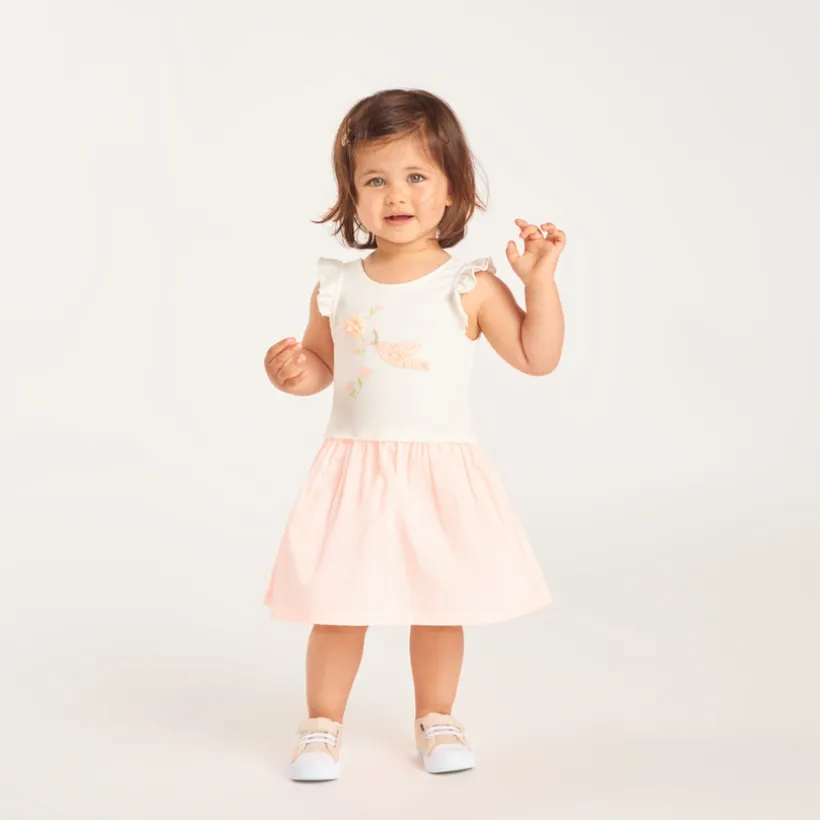 Korte mouwen 2-in-1 gestreepte jurk meisjes baby