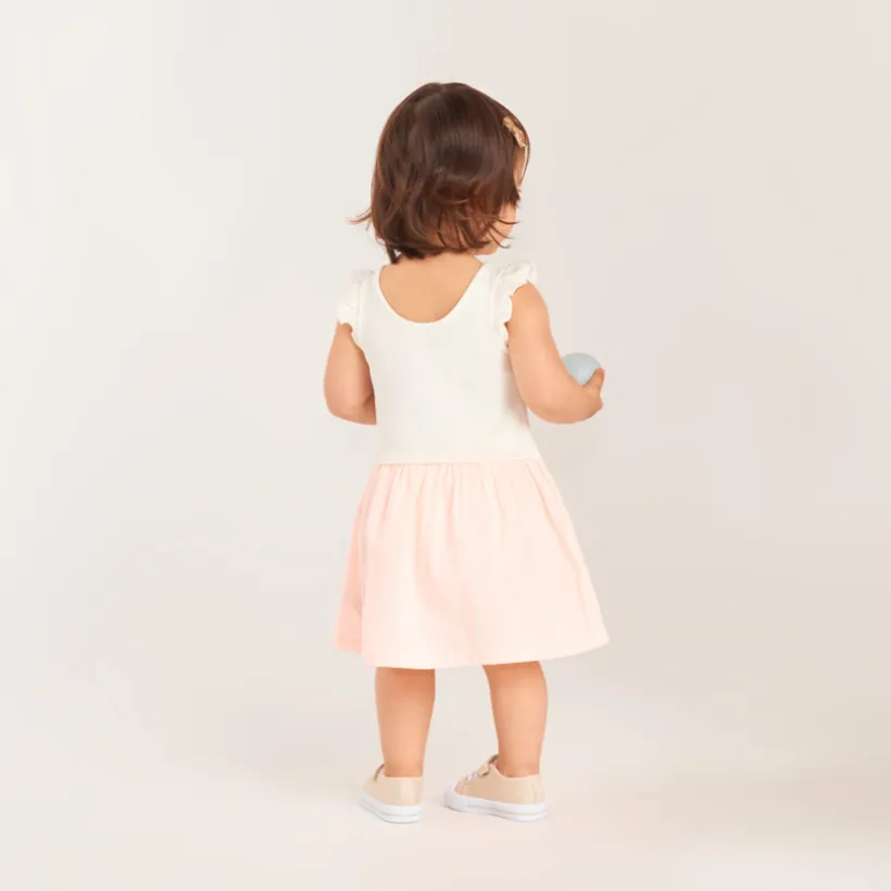 Korte mouwen 2-in-1 gestreepte jurk meisjes baby