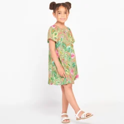 Korte mouwen jurk met jungle fantasie voor meisjes