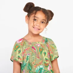 Korte mouwen jurk met jungle fantasie voor meisjes