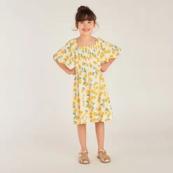 Korte mouwen jurk van jersey met citroenprint meisjes