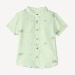 Korte mouwen mao-kraag blouse met savanneprint voor babyjongen