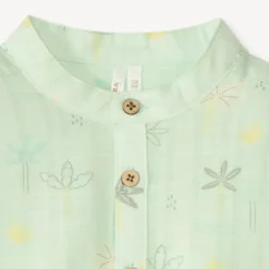 Korte mouwen mao-kraag blouse met savanneprint voor babyjongen