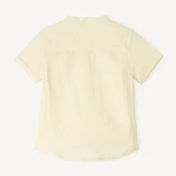 Korte mouwen Mao-kraag blouse van gaas voor babyjongen