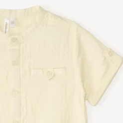 Korte mouwen Mao-kraag blouse van gaas voor babyjongen