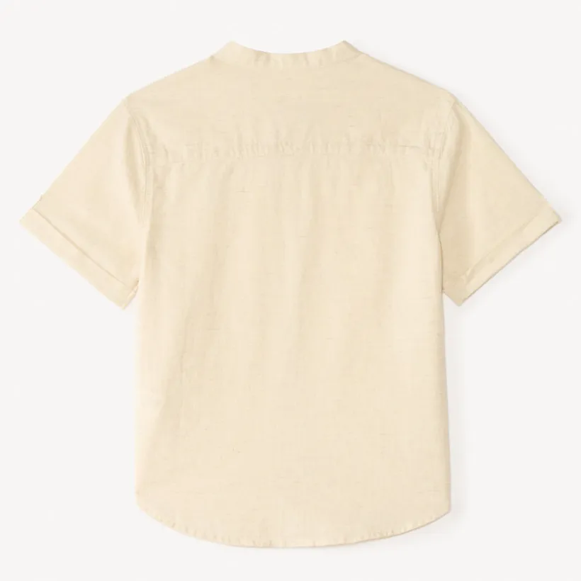 Korte mouwen mao-kraag blouse met zongeborduurde details jongens