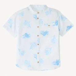 Korte mouwen Mao-kraag shirt met koraalprint jongens